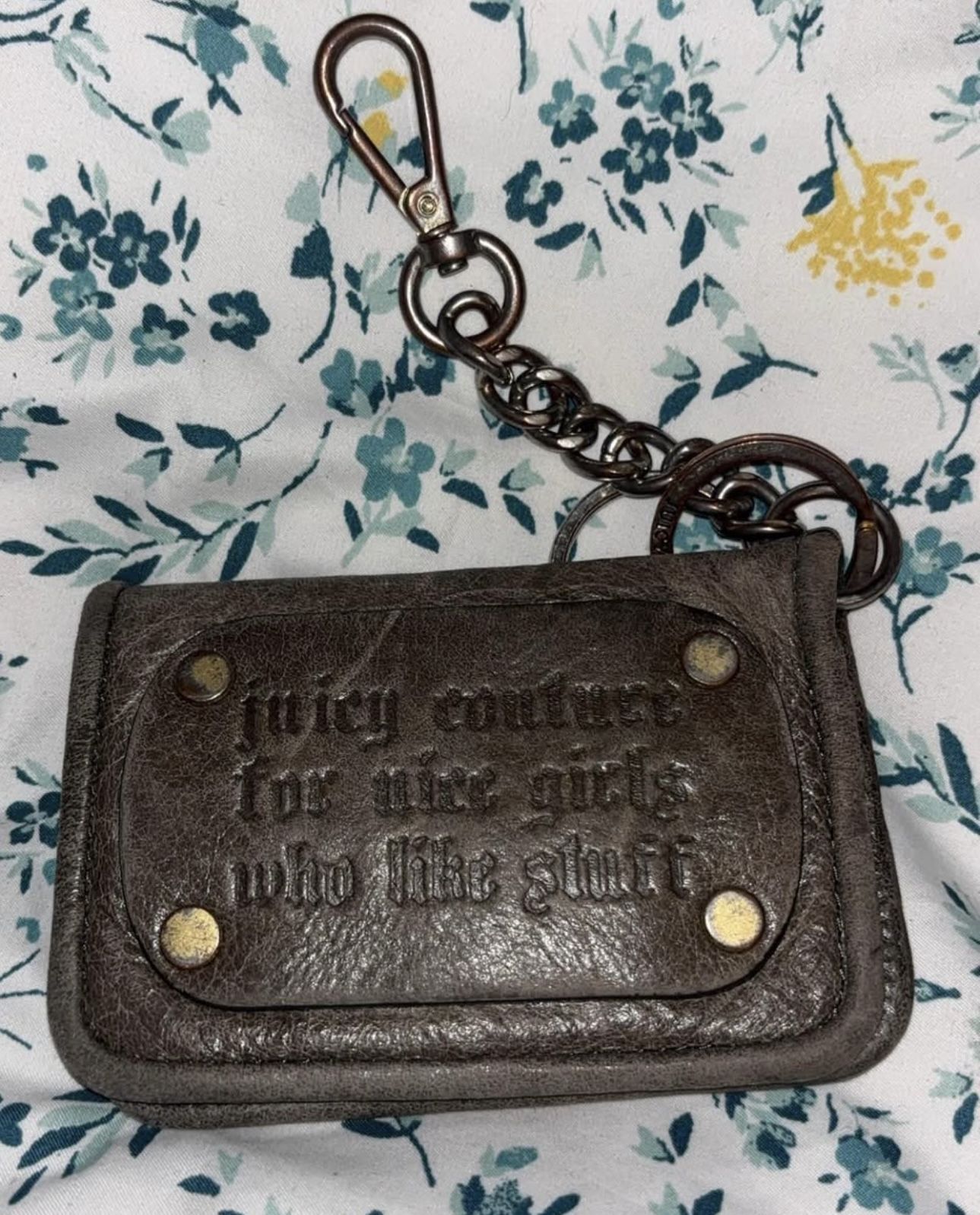 Rare HTF Vtg Y2K Era Juicy Couture Leather Snap Keychain Wallet