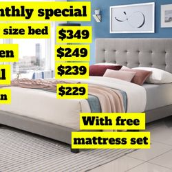 King Size Bed Frame With Mattress And Box Spring $349 Only 