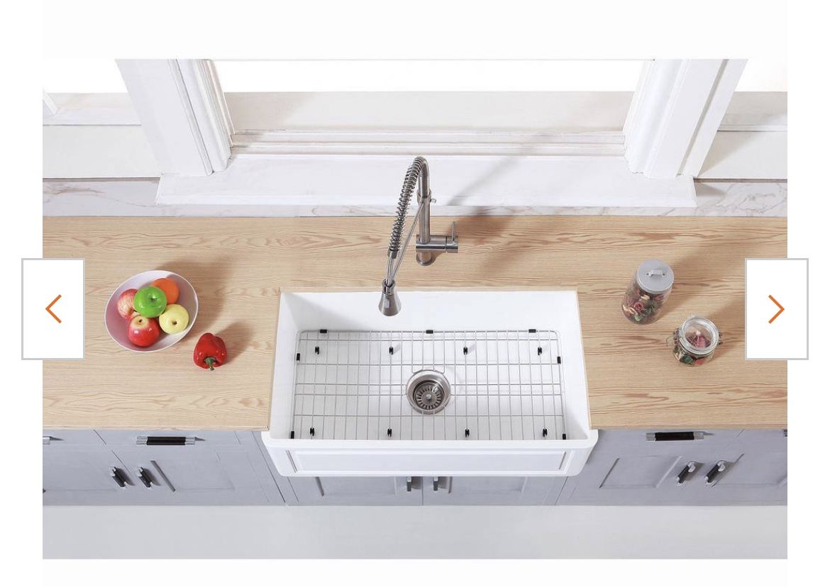 Kingston Brass Arcticstone Solid Surface 36 in. Single Bowl Farmhouse Apron Kitchen Sink with Strainer and Grid in Matte White ($100