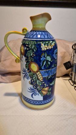 Italian inspired ceramic pitcher