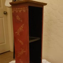 VINTAGE HAND PAINTED RED GOLD MINI DISPLAY KNICKKNACK SHELF CABINET STORAGE DECOR