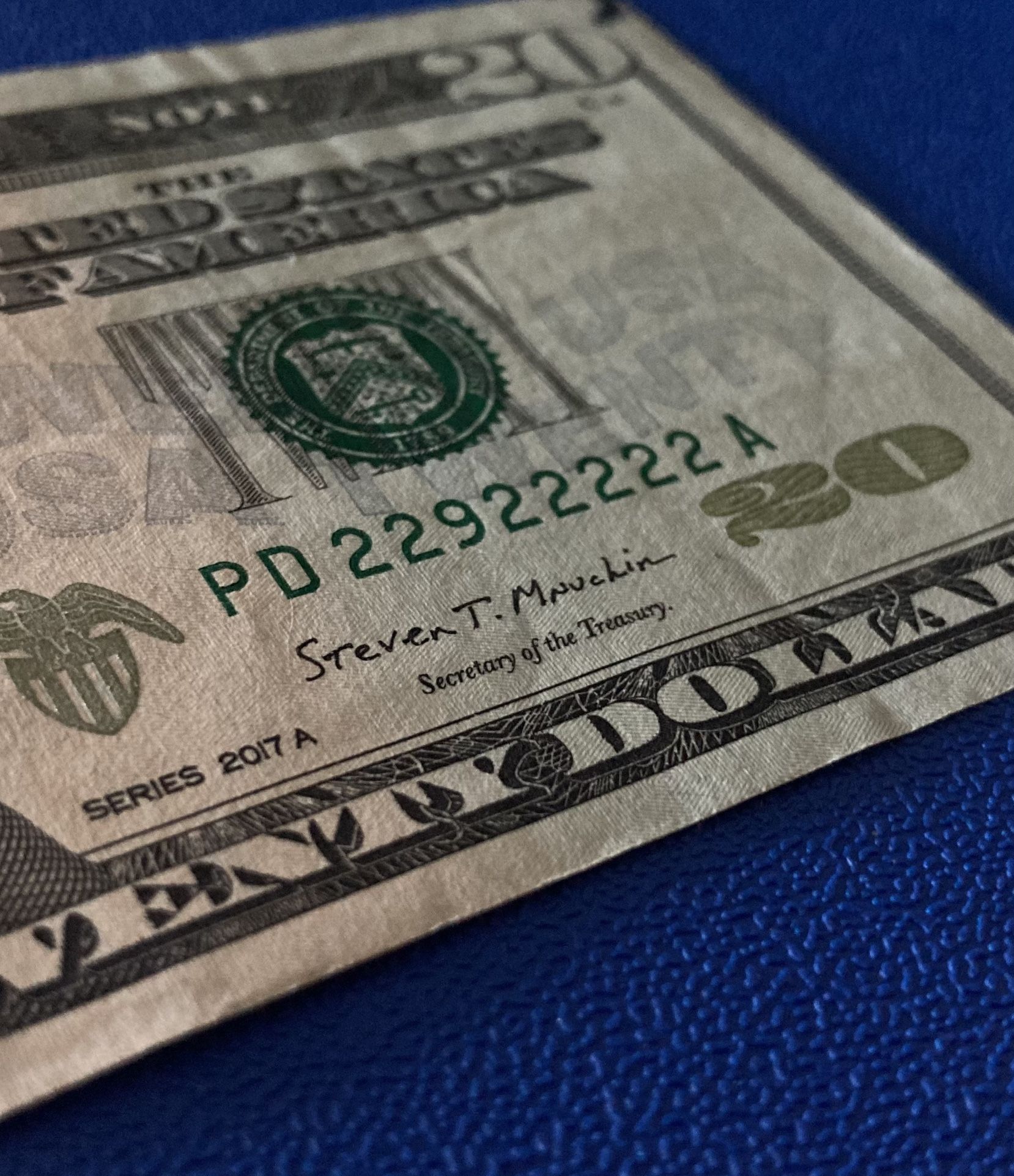 20$ Dollar Bill Fancy Serial