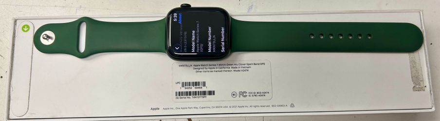 Apple Watch Series 7 45mm Green Aluminum GPS MKN73LL/A 100% Battery With Charger