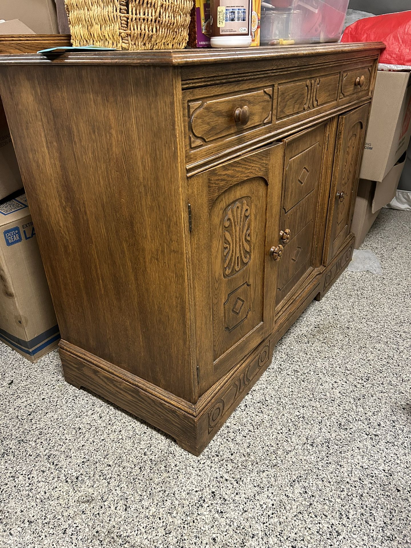 Antique Oak Hutch Cabinet