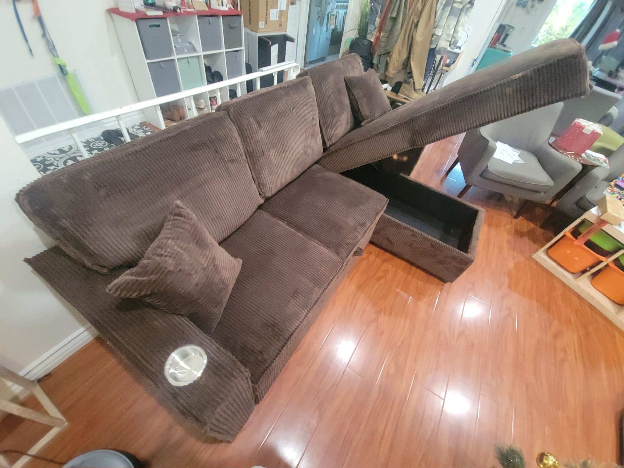 New Sleeper Sectional Couch With Storage And USB / Free Delivery