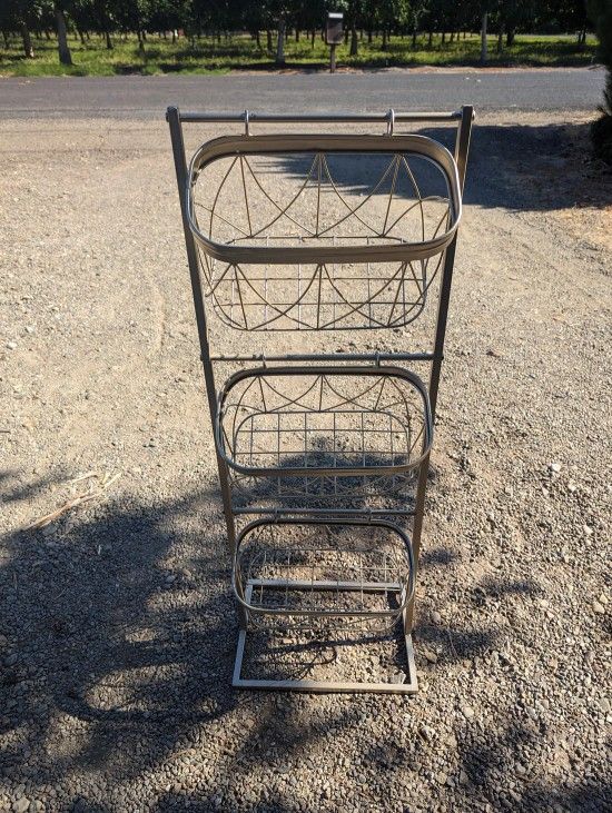 40" Metal 3-Tier Storage Basket Rack, Industrial Style, Multi-Purpose Organizer