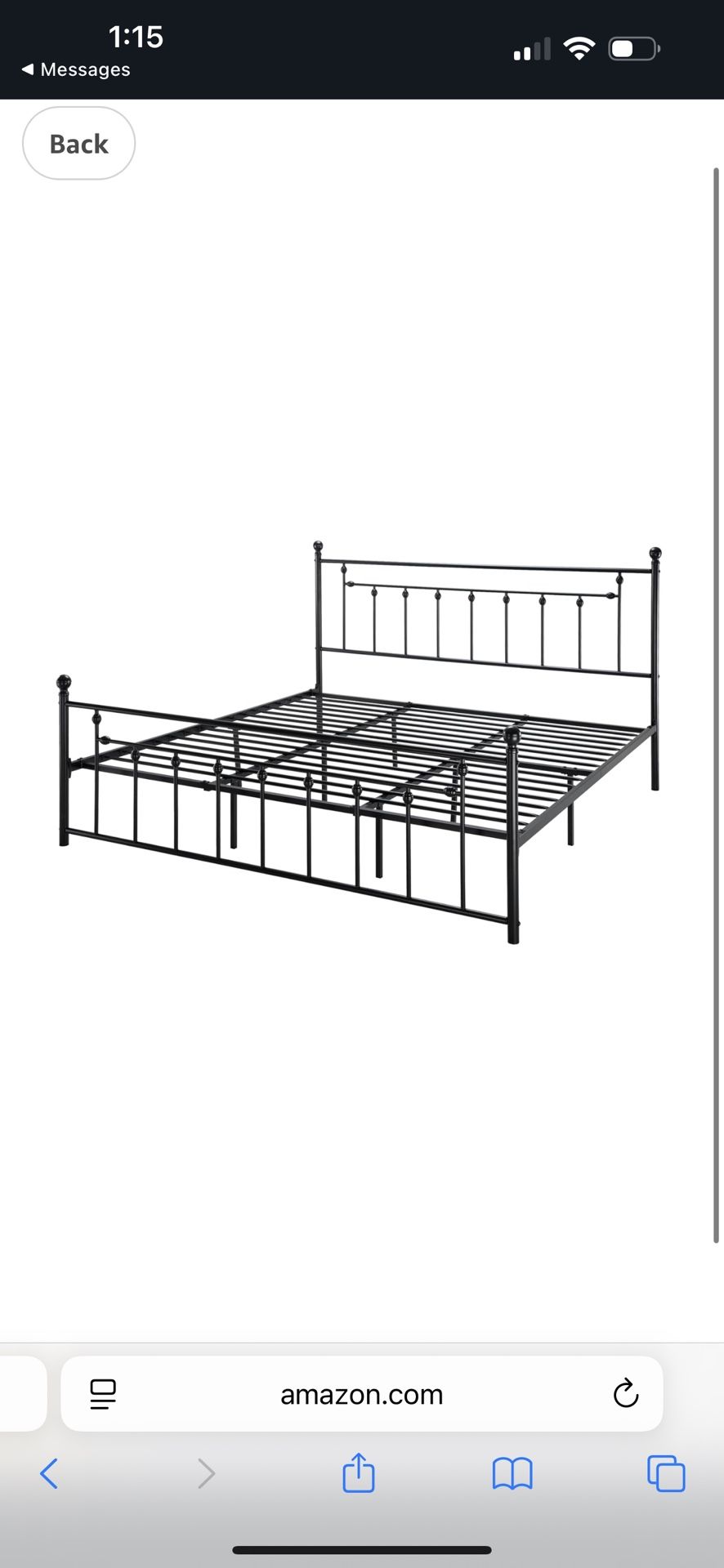 HOOMIC King Size Metal Platform Bed Frame/Victorian Style Iron-Art Headboard and Footboard / 16 Inches Mattress Foundation for Storage/No Box Spring N