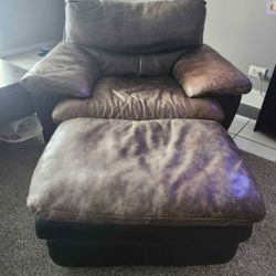 Leather Chair And Ottoman 