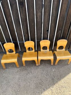 4 wood chairs For small kids