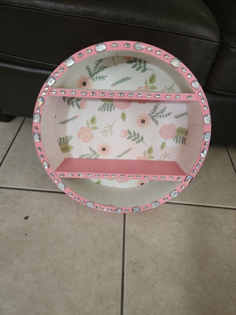 Pink Circle Decor Wall Shelve Floral Girly
