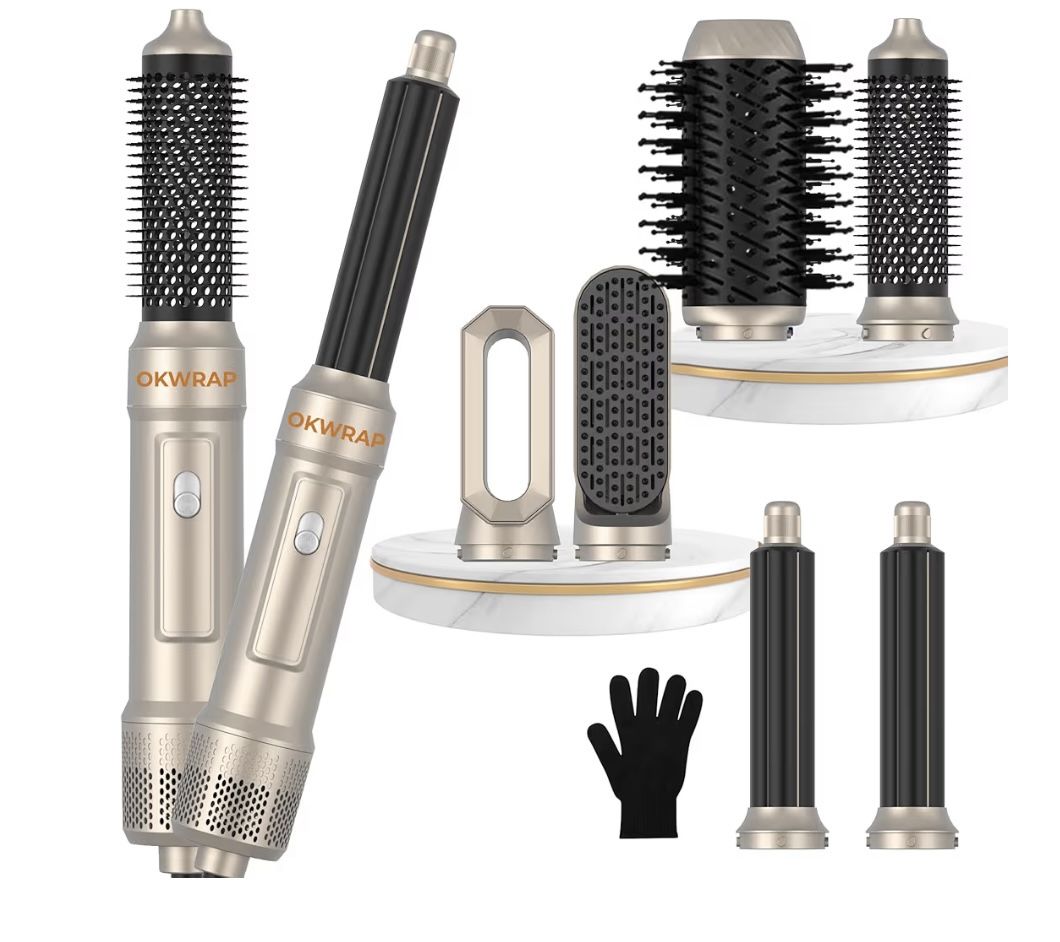 6 in ONE Blow Dryer Brush,Air Curling Iron Round Brush Blow Dryer 800W,Ionic Hair Dryer Brush for Women, Hot Air Brush Hair Styling Tools 100-120V