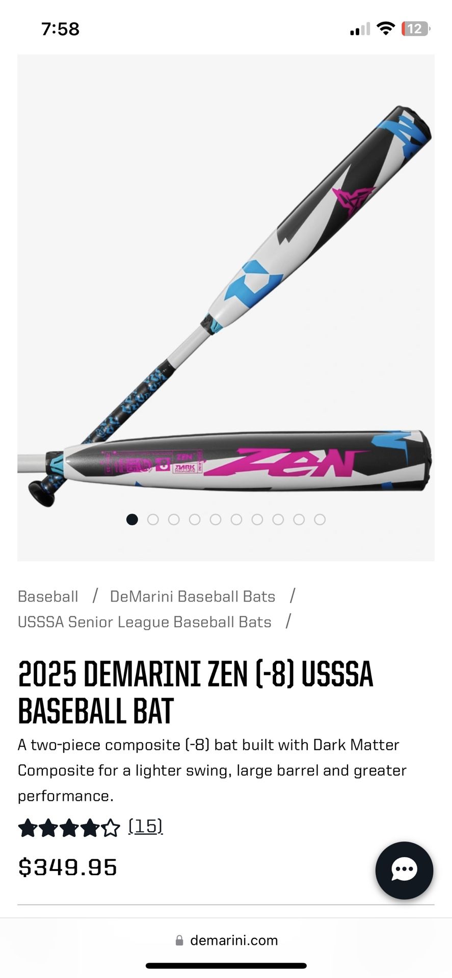 2025 DEMARINI ZEN (-8] USSSA BASEBALL BAT
