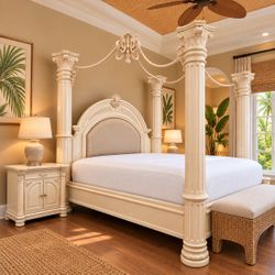 Queen Four Poster Canopy Bed. Deliver available
