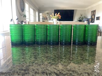 Vintage Dot Pattern Drinking Glasses Set of 7, 13oz Glass Cups