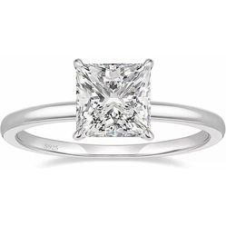 2CT 925 Sterling Silver Engagement Rings Princess Cut Cubic Zirconia Size 8