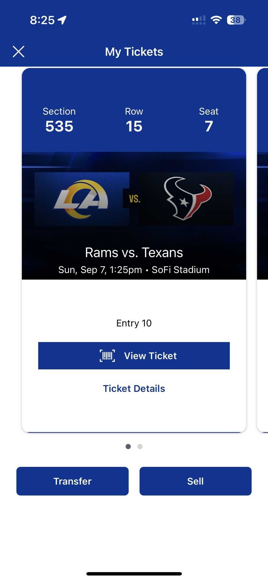 (2) Rams Vs Texans Tickets