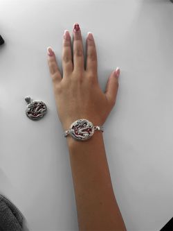 🐉 Samuel B. Sterling Silver Dragon Medallion Bracelet - 7.5" Handwoven Balinese Naga🐉