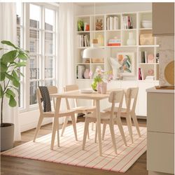 Table and 4 chairs, ash veneer/ash