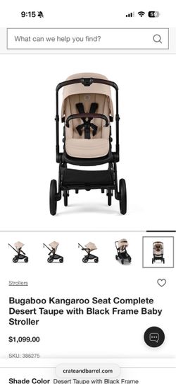 Bugaboo Kangaroo Baby Stroller Desert Taupe Black Frame