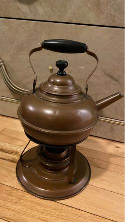 Copper tea kettle with stand and burner