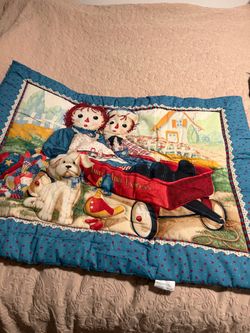 handmade vintage Raggedy Ann & Andy Express Wagon Baby Quilt