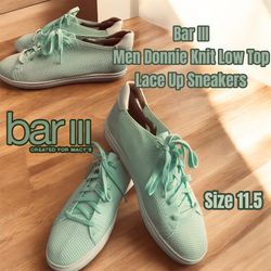 Bar III Men Donnie Knit Low Top Lace Up Sneakers Size US 11.5M Mint  Knit  