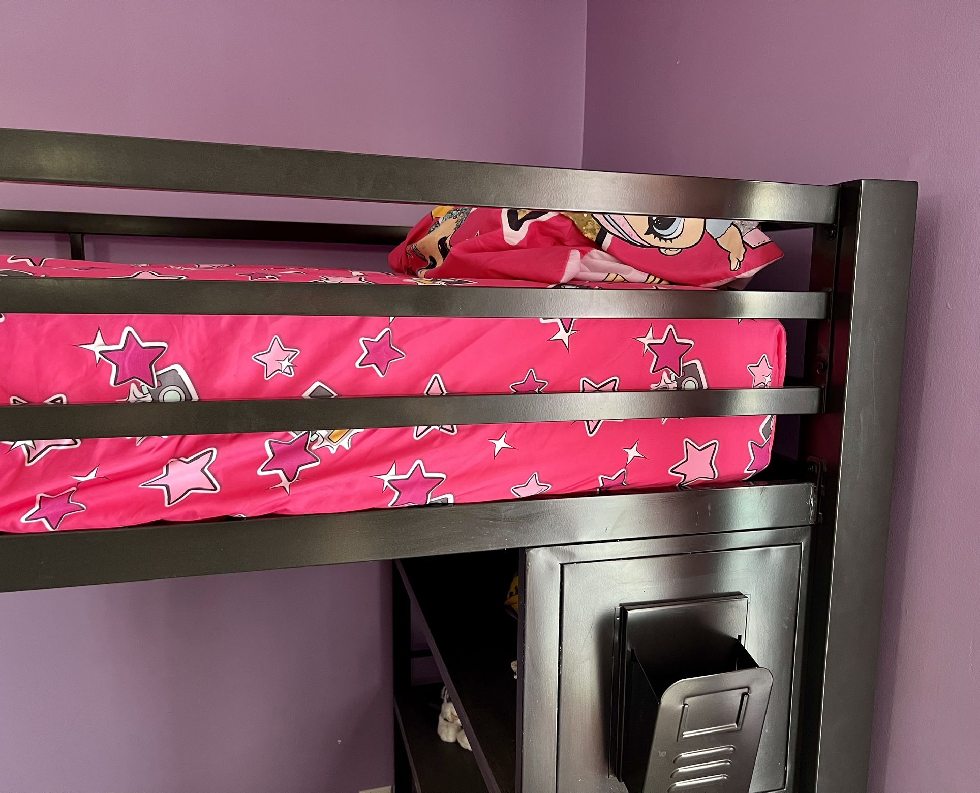 Kids Teen Black Loft Bed Desk