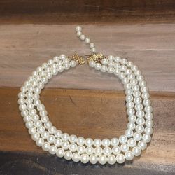 Vintage Cream Puff Pearl Quilted Golden Designer Choker Necklace