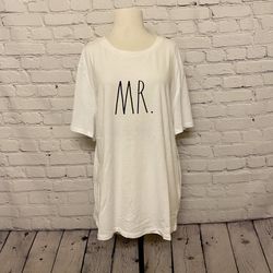 Rae Dunn Men’s White Mr. Short Sleeve Tee Size XL NWT