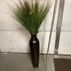 26 Inch Metal Vase With Artificial Plants