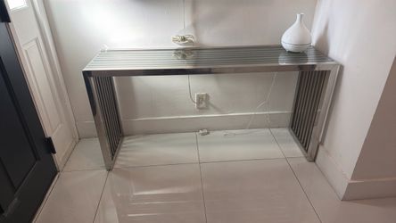 Modern Chrome and Glass Console Table
