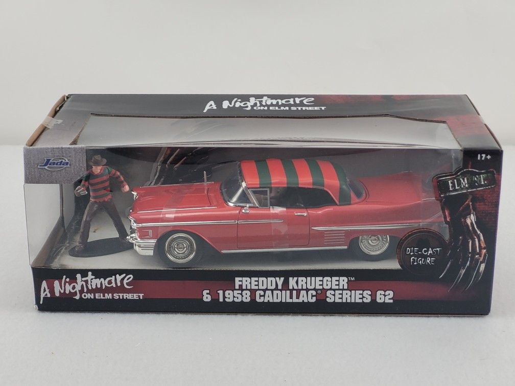 Jada Nightmare on Elm Street Freddy Krueger & 1958 Cadillac Die Cast Car 1:24