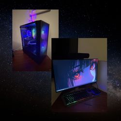 SELLING PC w/ monitor + speaker + rainbow keyboard! 