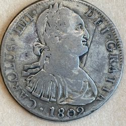 1802 Spanish Silver Dollar – 8 Reales (Pirate Treasure Coin)