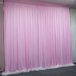 10ft *10ft  Double Layer sheer voile wedding ,party backdrop Curtain,,white,purple,pink,tiffany color