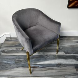 4 Gray & Gold Velvet Chairs