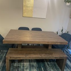 West Elm Dining Table, Chairs & Bench