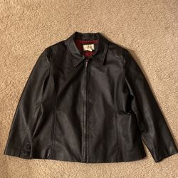 Worthington Women's Black Leather Jacket XL 