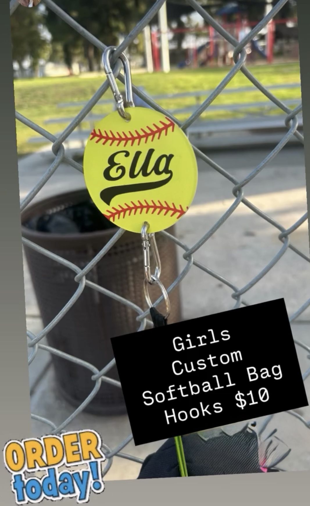 Custom Girls Softball Bag Tags/hooks
