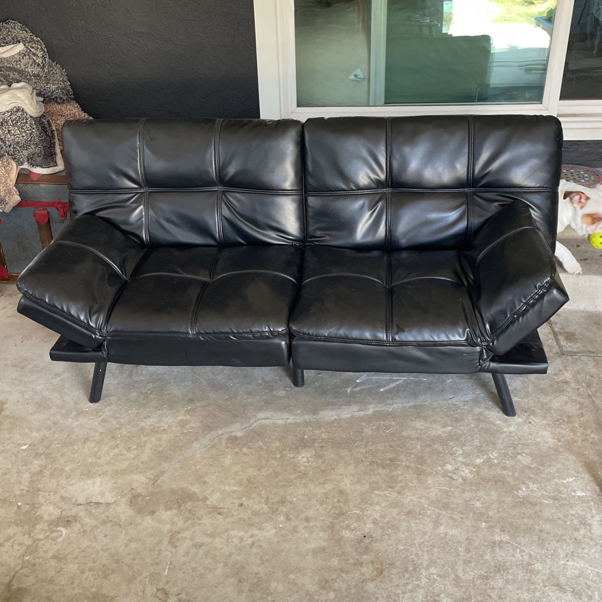 Black Leather Futon 