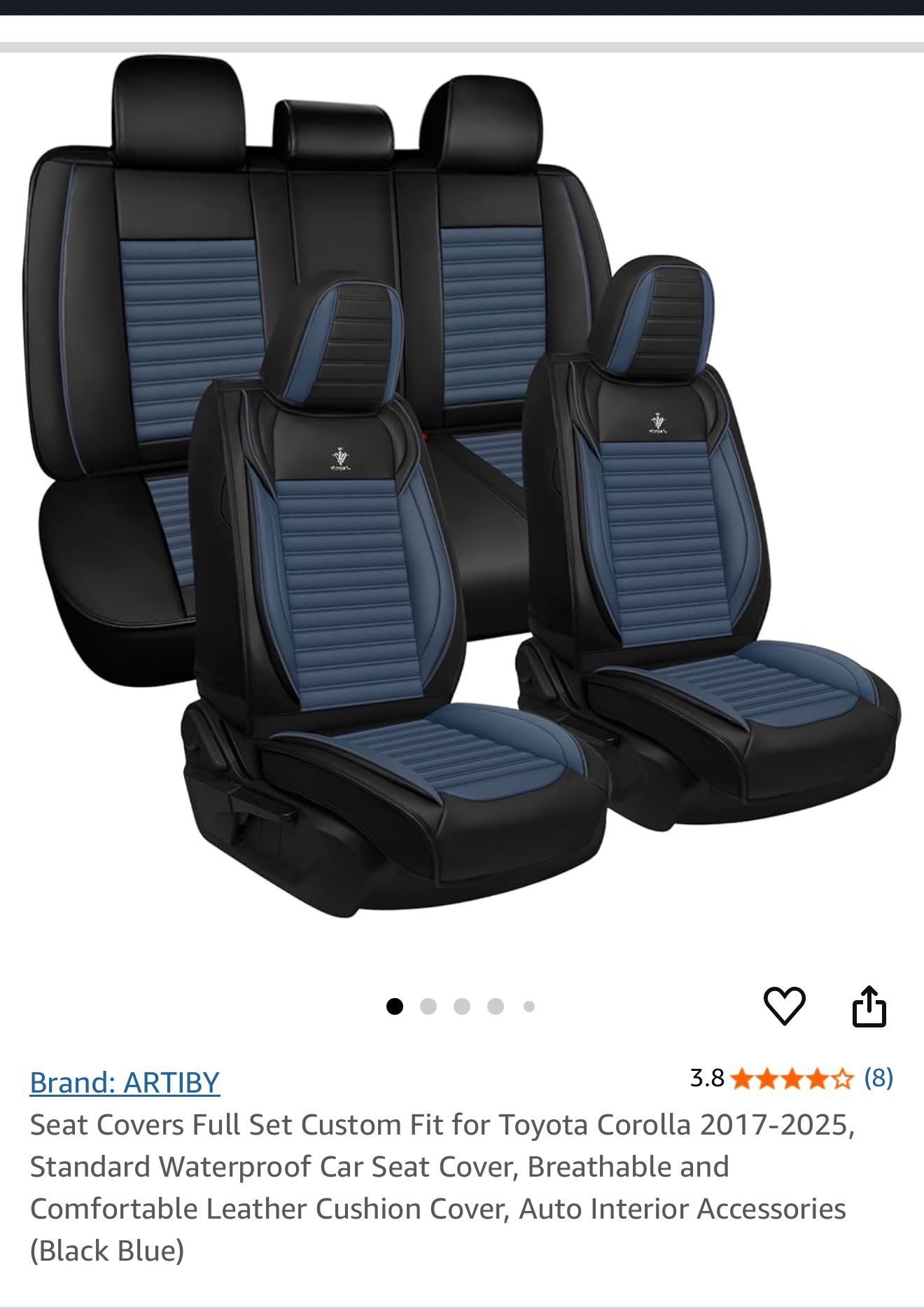 Seat Covers Full Set Custom Fit for Toyota Corolla 2017-2025, Standard Waterproof Car Seat Cover, Breathable and Comfortable Leather Cushion Cover, Au