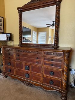 Wooden Dresser with Mirror