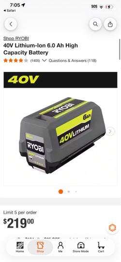 40V Lithium-Ion 6.0 Ah High Capacity Battery