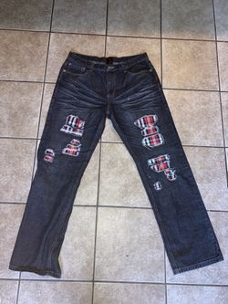 Men’s raw blue vintage retro Y2K 90s distressed jeans