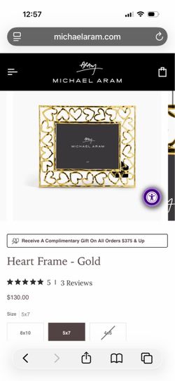 Michael Aram Gold Heart 5x7 Frame