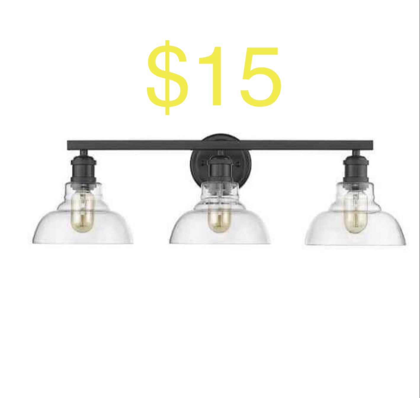 Golden Lighting Carver 3-Light Black with Clear Glass Bath Vanity Light