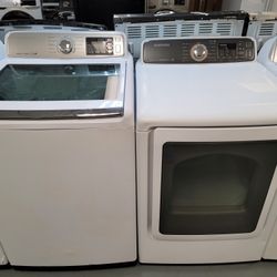 New Samsung Large Capacity 5.0cu Ft Top Loading Washer And Used Gas Dryer Set 