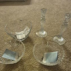 Marquis Crystal Cut Glass Bowls Set of 3 Clear Round High Polish Finish Adult