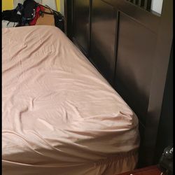 Dark Brown Wood Bed Frame 