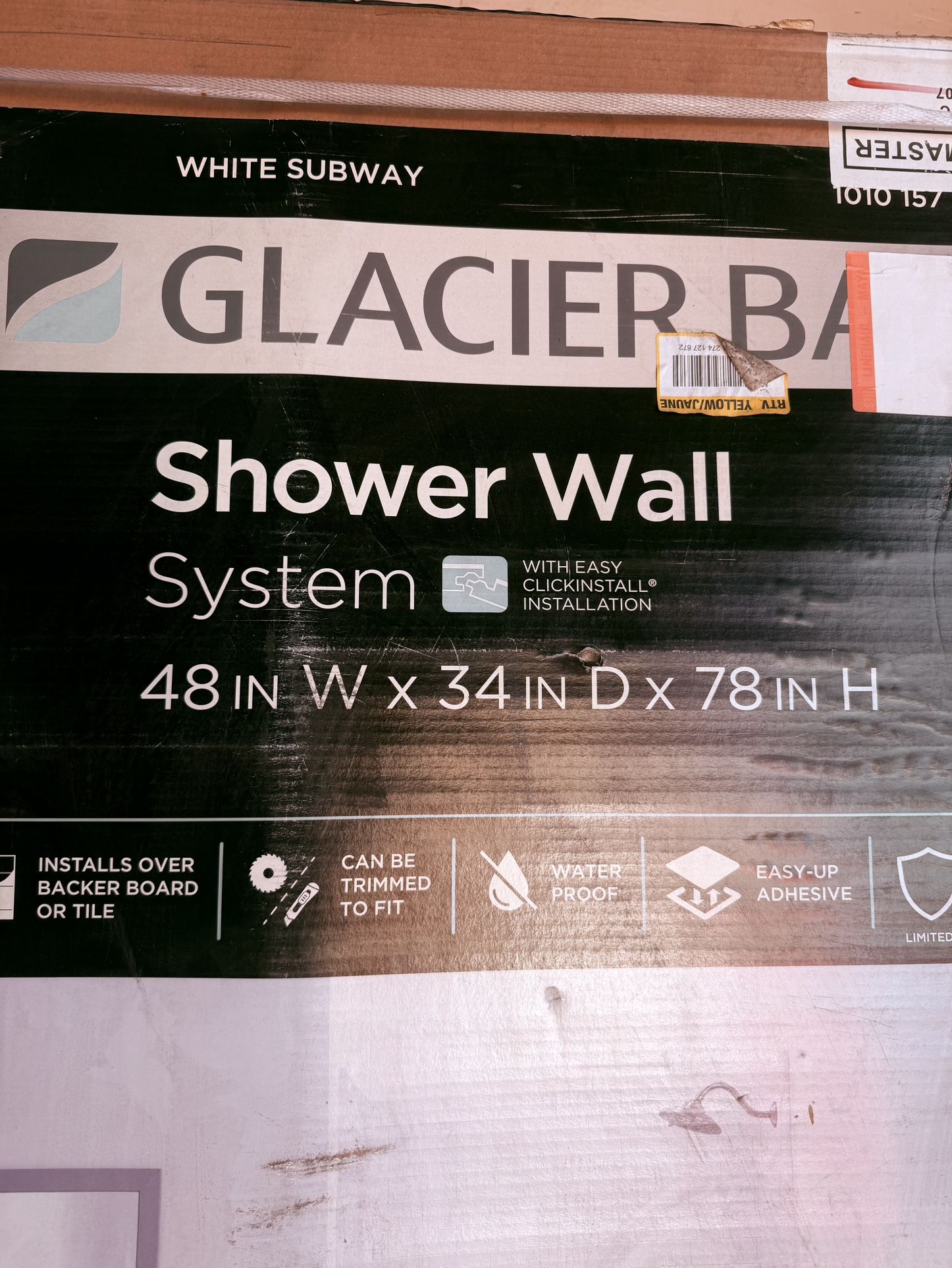 Glacier Bay 48 in. x 34 in. x 78 in. Four Piece Glue-Up Alcove Shower Wall Surround in White Subway
